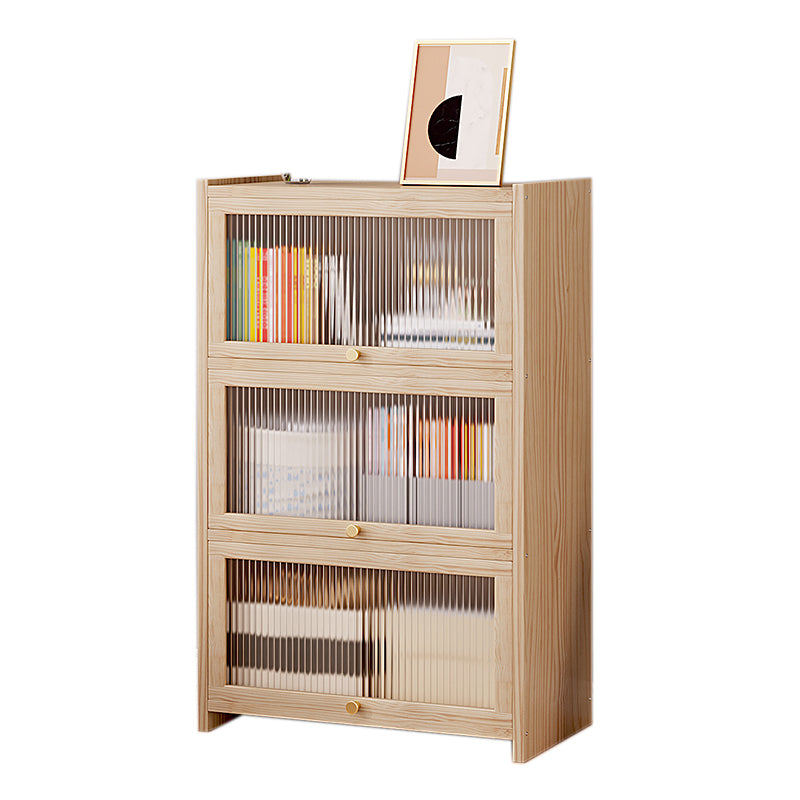 Contemporary Solid Wood Accent Cabinet Rectangle Storage Cabinet with Glass Top 23"L x 12"W x 38"H Clearhalo 'Cabinets & Chests' 'cabinets_chests' 'furn' 'furn_cabinets_chests' 'Furniture' 'Living Room Furniture' 7413667