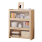 Contemporary Solid Wood Accent Cabinet Rectangle Storage Cabinet with Glass Top