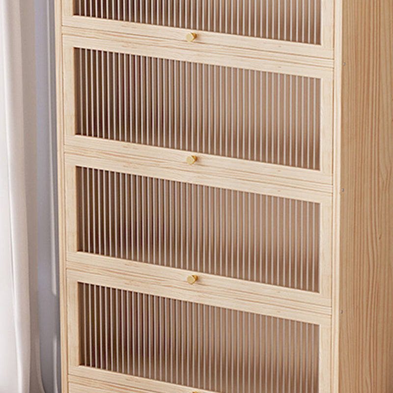 Gabinete de almacenamiento de rectángulo de acento de madera maciza contemporánea con tapa de vidrio