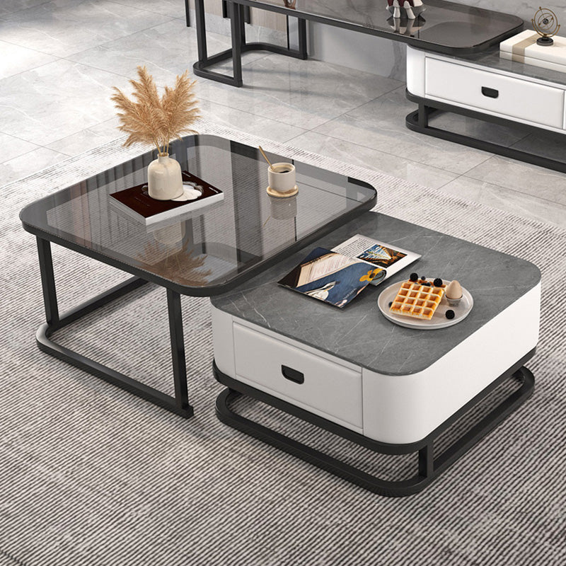 Frame Coffee Table Modern Slate Cocktail Table with Storage Drawers Clearhalo 'Coffee & Accent Tables' 'Coffee Tables' 'coffee_tables' 'furn' 'furn_coffee_tables' 'Furniture' 'Living Room Furniture' 7414244