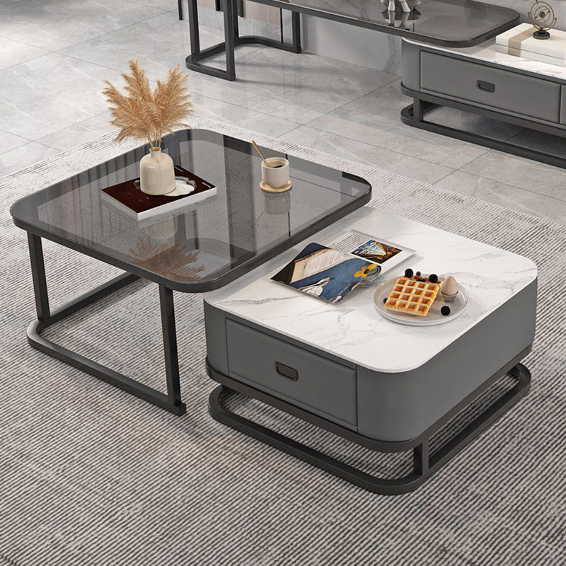 Frame Coffee Table Modern Slate Cocktail Table with Storage Drawers Clearhalo 'Coffee & Accent Tables' 'Coffee Tables' 'coffee_tables' 'furn' 'furn_coffee_tables' 'Furniture' 'Living Room Furniture' 7414247