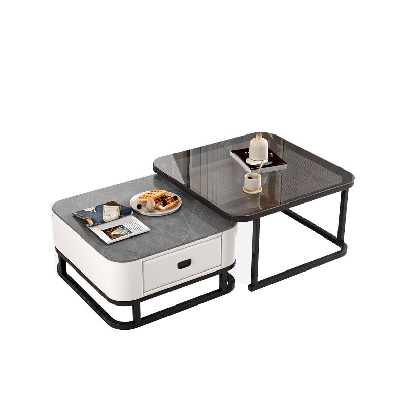 Frame Coffee Table Modern Slate Cocktail Table with Storage Drawers Clearhalo 'Coffee & Accent Tables' 'Coffee Tables' 'coffee_tables' 'furn' 'furn_coffee_tables' 'Furniture' 'Living Room Furniture' 7414249