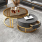 Frame Coffee Table Modern Slate Cocktail Table with Storage Drawers Gold Gray Clearhalo 'Coffee & Accent Tables' 'Coffee Tables' 'coffee_tables' 'furn' 'furn_coffee_tables' 'Furniture' 'Living Room Furniture' 7414256