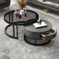Frame Coffee Table Modern Slate Cocktail Table with Storage Drawers 31.5"L x 31.5"W x 17"H + 24"L x 24"W x 15"H Black Gray Clearhalo 'Coffee & Accent Tables' 'Coffee Tables' 'coffee_tables' 'furn' 'furn_coffee_tables' 'Furniture' 'Living Room Furniture' 7414261