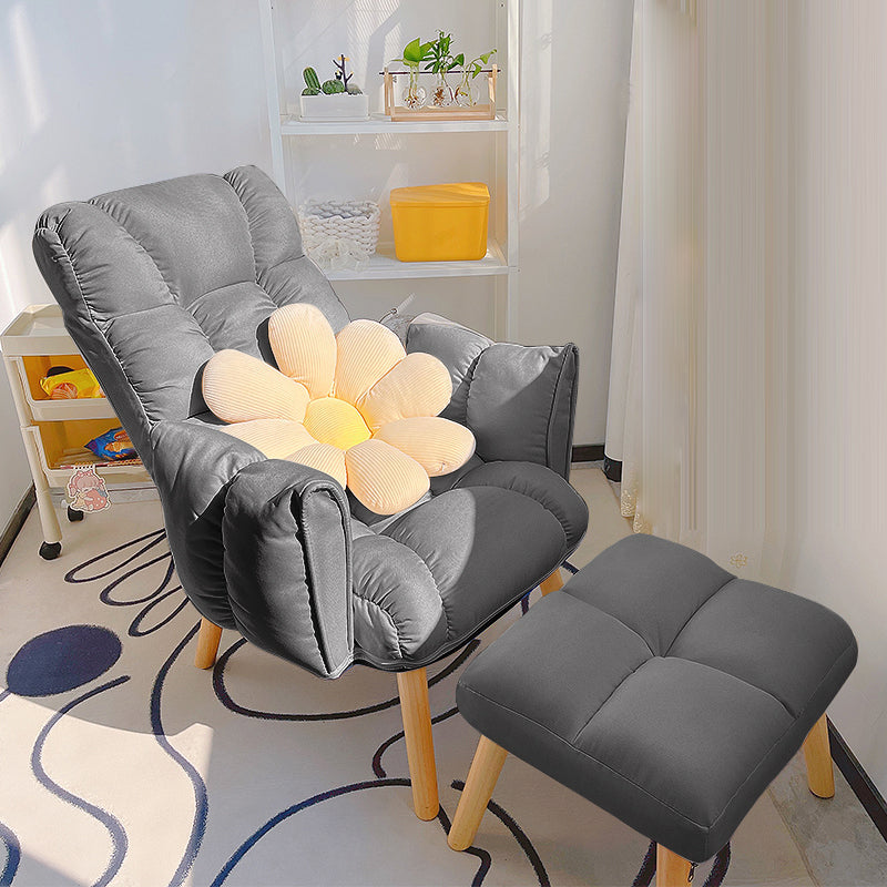 Reclinable de madera de tela escandinava reclinable reclinable de madera reclinable con reposapiés