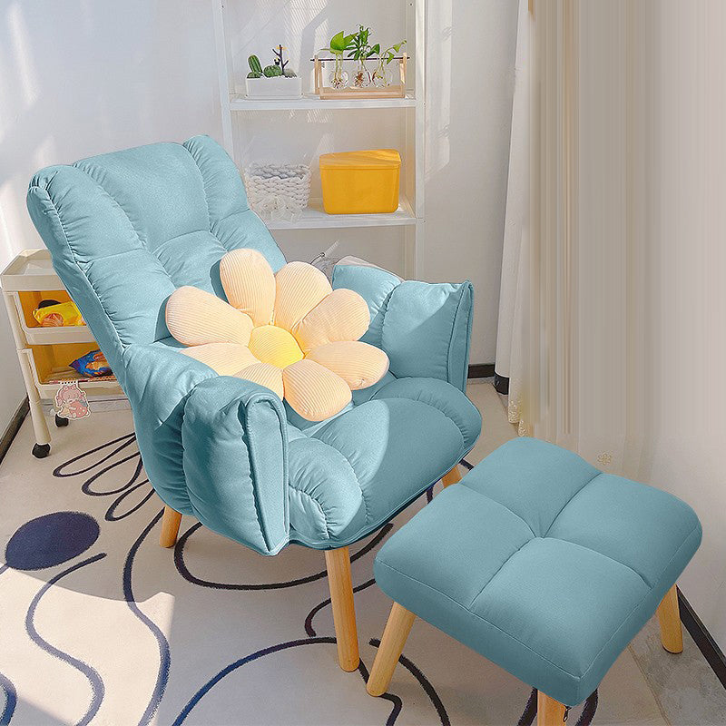 Reclinable de madera de tela escandinava reclinable reclinable de madera reclinable con reposapiés