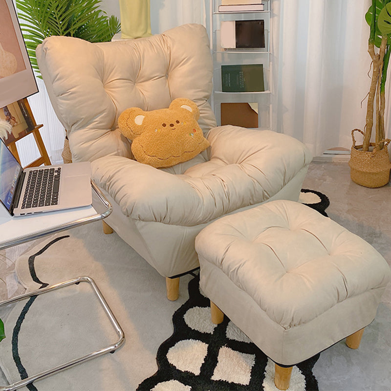 Scandinavian Tufted Single Recliner Chair Wooden Manual Recliner Chair with Footrest Clearhalo 'Chairs & Seating' 'furn' 'furn_recliners' 'Furniture' 'Living Room Furniture' 'Recliners' 7414312