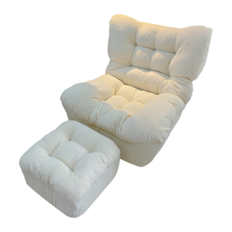 Scandinavian Tufted Single Recliner Chair Wooden Manual Recliner Chair with Footrest 33"L x 26"W x 33"H Wool Beige Clearhalo 'Chairs & Seating' 'furn' 'furn_recliners' 'Furniture' 'Living Room Furniture' 'Recliners' 7414313