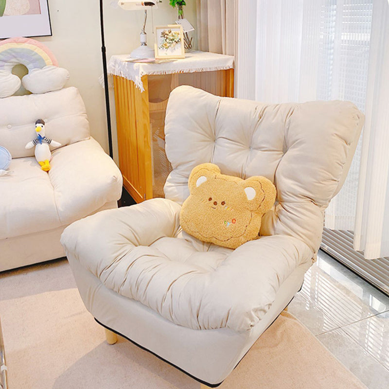 Scandinavian Tufted Single Recliner Chair Wooden Manual Recliner Chair with Footrest Clearhalo 'Chairs & Seating' 'furn' 'furn_recliners' 'Furniture' 'Living Room Furniture' 'Recliners' 7414315