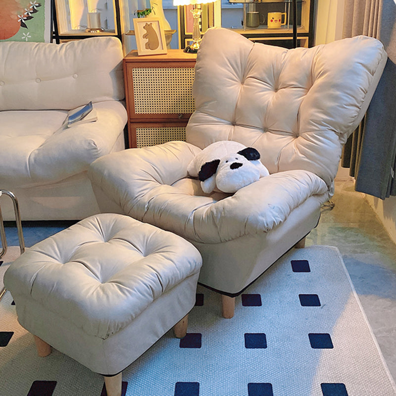 Scandinavian Tufted Single Recliner Chair Wooden Manual Recliner Chair with Footrest Clearhalo 'Chairs & Seating' 'furn' 'furn_recliners' 'Furniture' 'Living Room Furniture' 'Recliners' 7414317