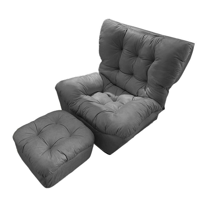 Scandinavian Tufted Single Recliner Chair Wooden Manual Recliner Chair with Footrest 33"L x 26"W x 33"H Tech Cloth Dark Gray Clearhalo 'Chairs & Seating' 'furn' 'furn_recliners' 'Furniture' 'Living Room Furniture' 'Recliners' 7414318