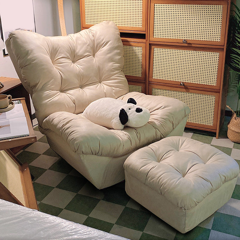 Scandinavian Tufted Single Recliner Chair Wooden Manual Recliner Chair with Footrest Clearhalo 'Chairs & Seating' 'furn' 'furn_recliners' 'Furniture' 'Living Room Furniture' 'Recliners' 7414319