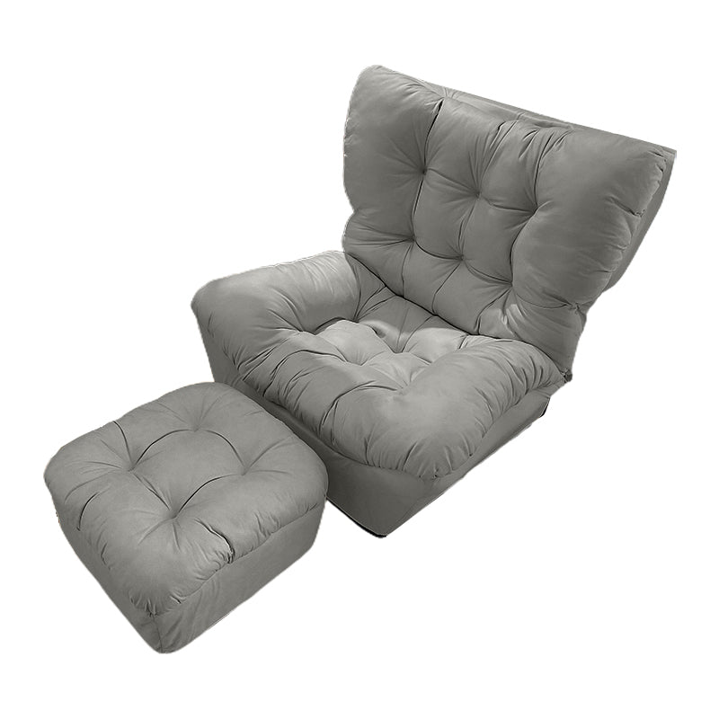 Scandinavian Tufted Single Recliner Chair Wooden Manual Recliner Chair with Footrest 33"L x 26"W x 33"H Tech Cloth Light Grey Clearhalo 'Chairs & Seating' 'furn' 'furn_recliners' 'Furniture' 'Living Room Furniture' 'Recliners' 7414320