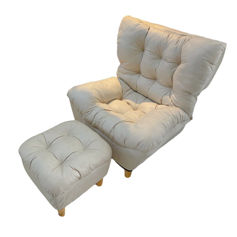 Scandinavian Tufted Single Recliner Chair Wooden Manual Recliner Chair with Footrest 33"L x 26"W x 38"H Tech Cloth Beige Clearhalo 'Chairs & Seating' 'furn' 'furn_recliners' 'Furniture' 'Living Room Furniture' 'Recliners' 7414324