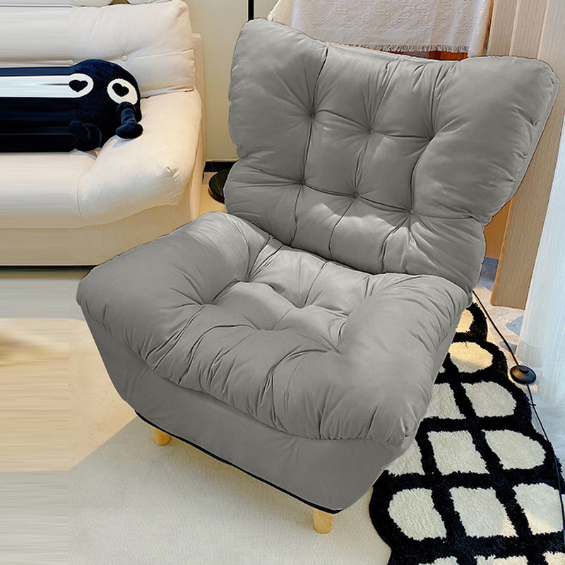 Scandinavian Tufted Single Recliner Chair Wooden Manual Recliner Chair with Footrest Clearhalo 'Chairs & Seating' 'furn' 'furn_recliners' 'Furniture' 'Living Room Furniture' 'Recliners' 7414331