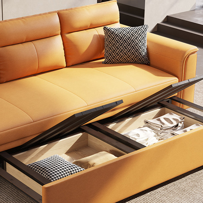 Scandinave Orange Futon and Mattress Arms Futon Sleeper Sanga avec rangement