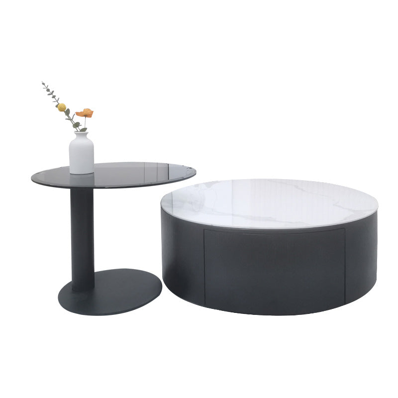 Slate Round Coffee Table Solid Wood Coffee Cocktail Table for Living Room 1 Clearhalo 'Coffee & Accent Tables' 'Coffee Tables' 'coffee_tables' 'furn' 'furn_coffee_tables' 'Furniture' 'Living Room Furniture' 7414421
