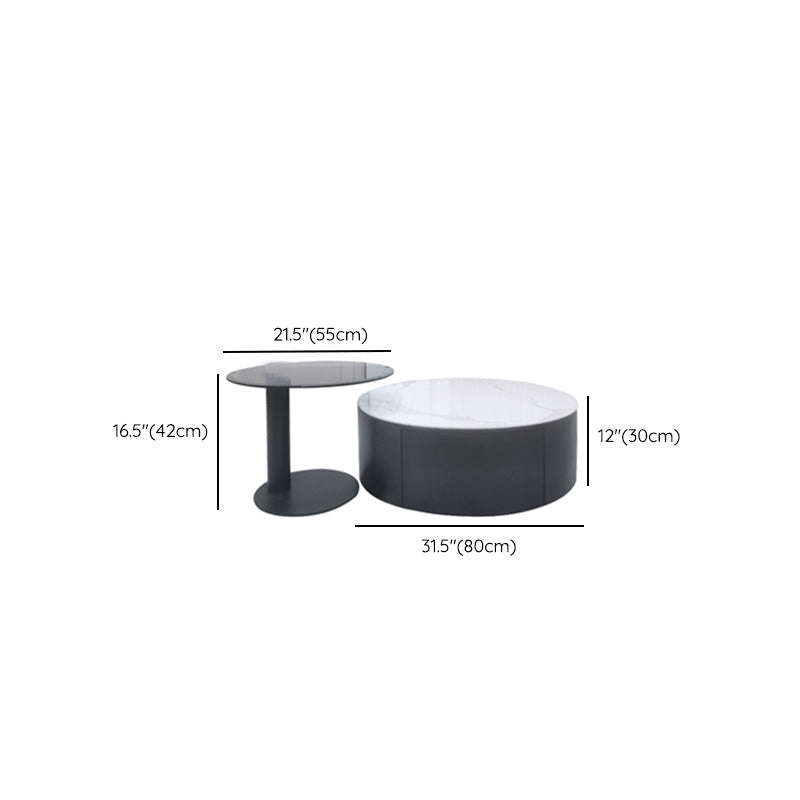 Slate Round Coffee Table Solid Wood Coffee Cocktail Table for Living Room Clearhalo 'Coffee & Accent Tables' 'Coffee Tables' 'coffee_tables' 'furn' 'furn_coffee_tables' 'Furniture' 'Living Room Furniture' 7414429