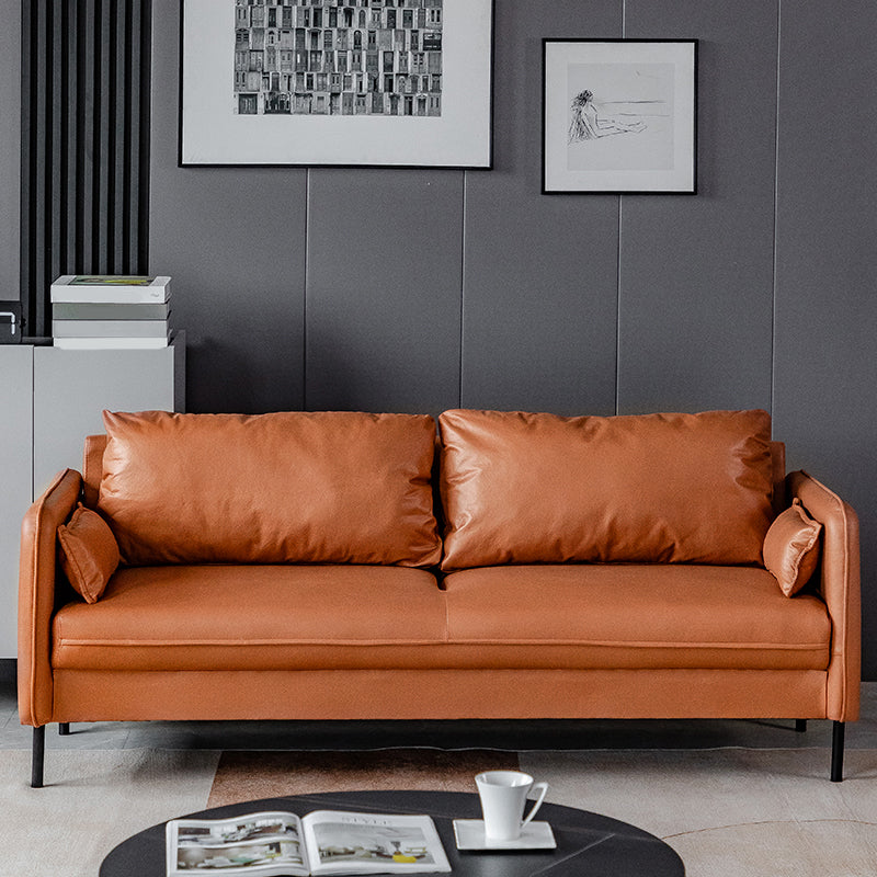 Quadratarm Faux Ledersofa Id Century Lose Rücken -Einzelkissen -Sofa