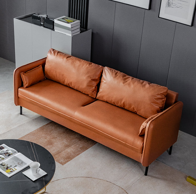 Quadratarm Faux Ledersofa Id Century Lose Rücken -Einzelkissen -Sofa