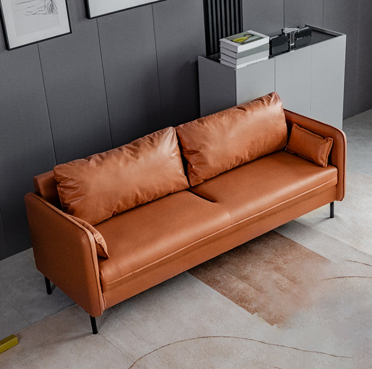 Quadratarm Faux Ledersofa Id Century Lose Rücken -Einzelkissen -Sofa