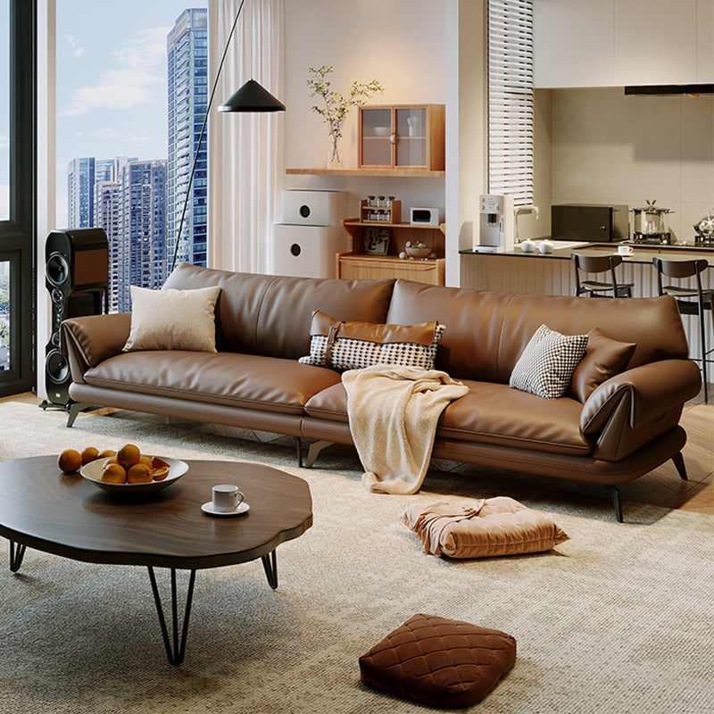 Canapé en cuir authentique marron