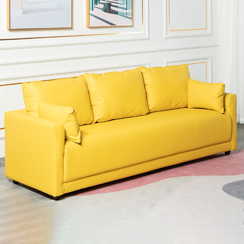 Square Arm Loose Back Sofa 2/3-Seater Nordic Leather Single Cushion Sofa