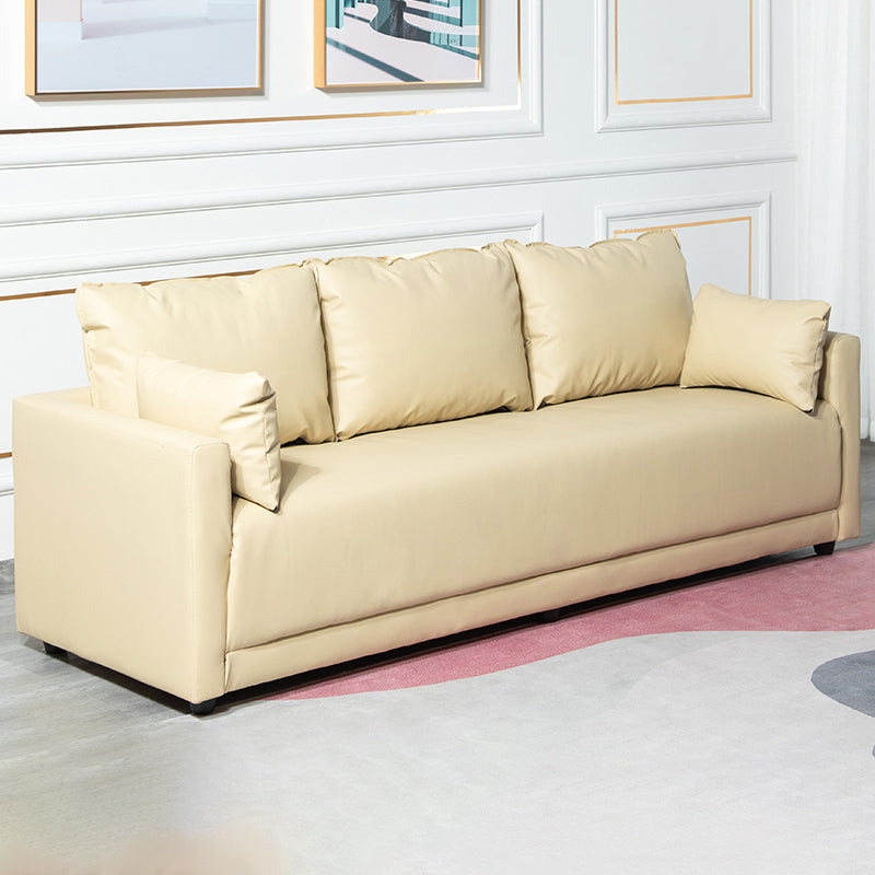 Square Arm Loose Back Sofa 2/3-Seater Nordic Leather Single Cushion Sofa
