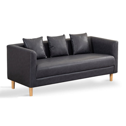 Faux Leather Tuxedo Arm Sofa Scandinavian Single Cushion Sofa with Pillows