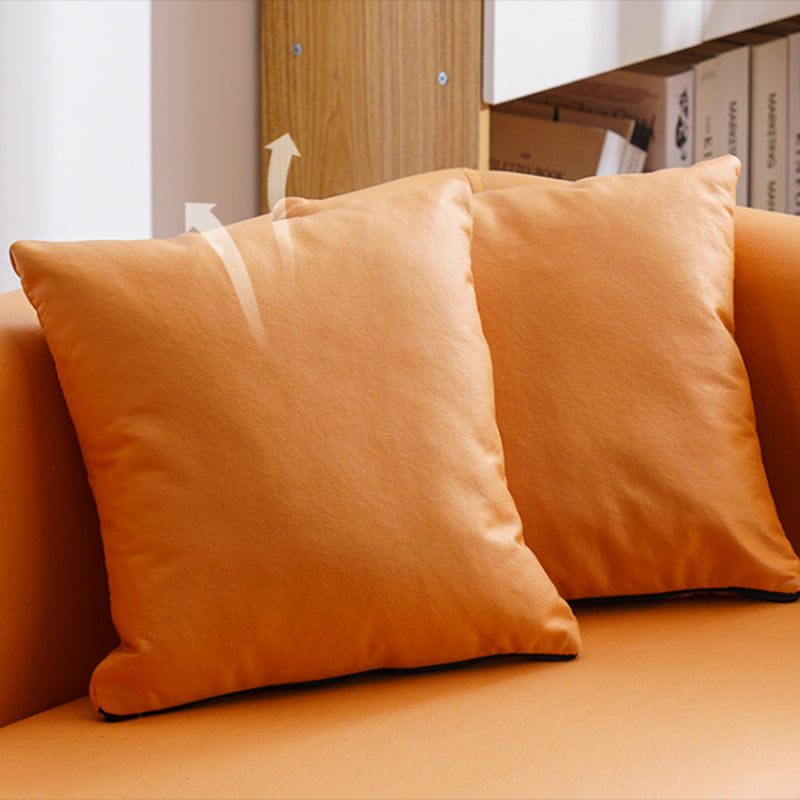 Faux Leather Tuxedo Arm Sofa Scandinavian Single Cushion Sofa with Pillows