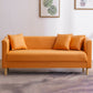 Faux Leather Tuxedo Arm Sofa Scandinavian Single Cushion Sofa with Pillows