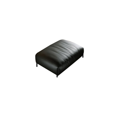 Black Genuine Leather Sofa Mid-Century Modern Square Arm Sofa 39.4"L x 27.6"W x 16.5"H Clearhalo 'furn' 'furn_sofas' 'Furniture' 'Living Room Furniture' 'Sofa' 'sofas' 7414551