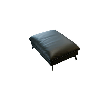 Schwarzes Sofa aus echtem Leder, Mid-Century Modern, Pillow-Top-Arm-Sofa – 33,5" H