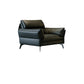 Schwarzes Sofa aus echtem Leder, Mid-Century Modern, Pillow-Top-Arm-Sofa – 33,5" H