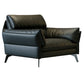 Schwarzes Sofa aus echtem Leder, Mid-Century Modern, Pillow-Top-Arm-Sofa – 33,5" H