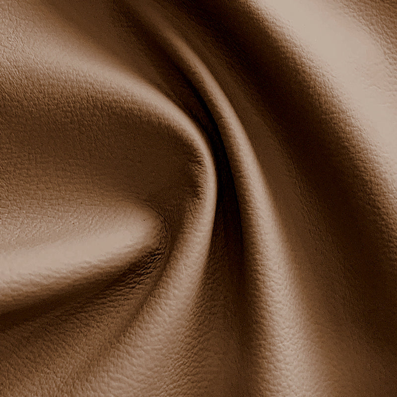 Mid-Century Modern Sloped Arm Sofa Tufted Genuine Leather Sofa in Brown