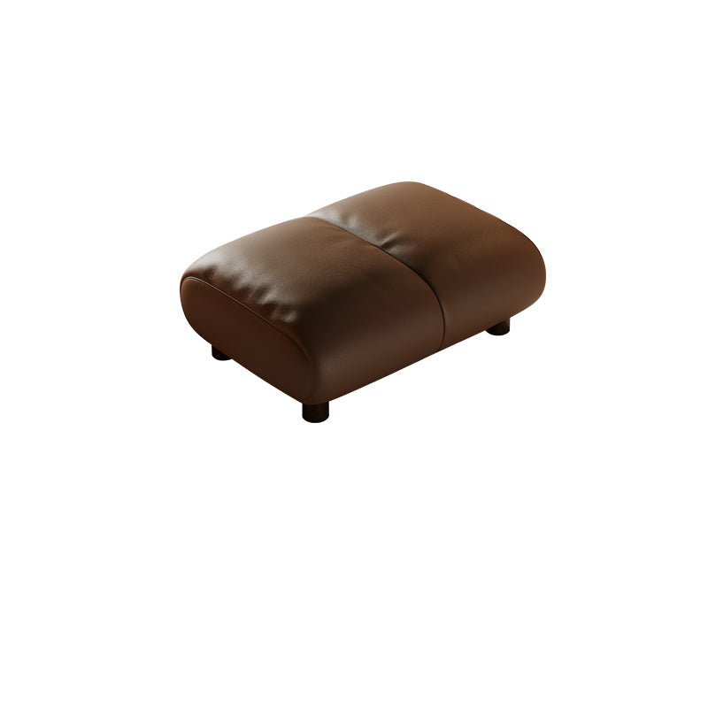 Genuine Leather Square Arm Sofa in Brown Simple Standard Sofa with Pillows