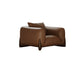 Genuine Leather Square Arm Sofa in Brown Simple Standard Sofa with Pillows