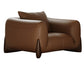 Genuine Leather Square Arm Sofa in Brown Simple Standard Sofa with Pillows