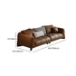 Genuine Leather Square Arm Sofa in Brown Simple Standard Sofa with Pillows