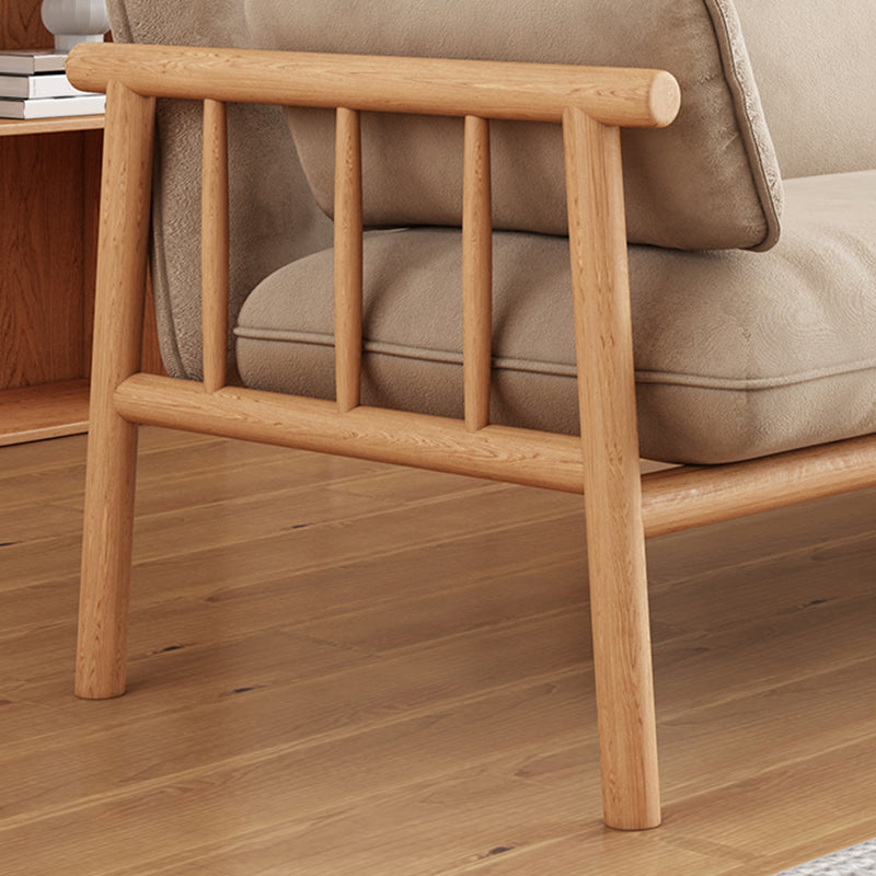 Slipcovered Single Cushion Sofa Tropical Solid Wood Seat with Pillows