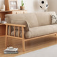 Slipcovered Single Cushion Sofa Tropical Solid Wood Seat with Pillows