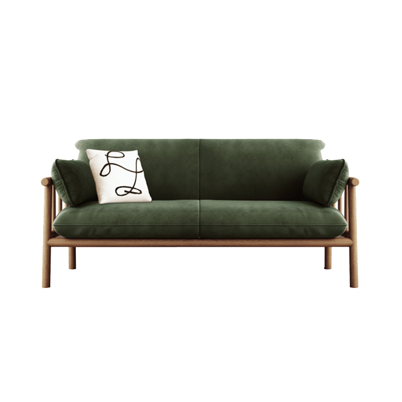 Slipcovered Single Cushion Sofa Tropical Solid Wood Seat with Pillows