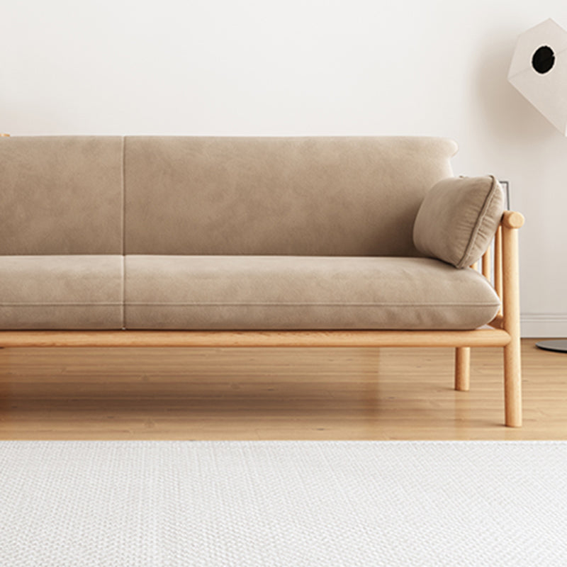 Slipcovered Single Cushion Sofa Tropical Solid Wood Seat with Pillows