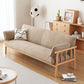 Slipcovered Single Cushion Sofa Tropical Solid Wood Seat with Pillows