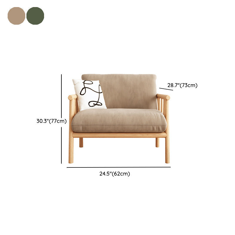 Slipcovered Single Cushion Sofa Tropical Solid Wood Seat with Pillows