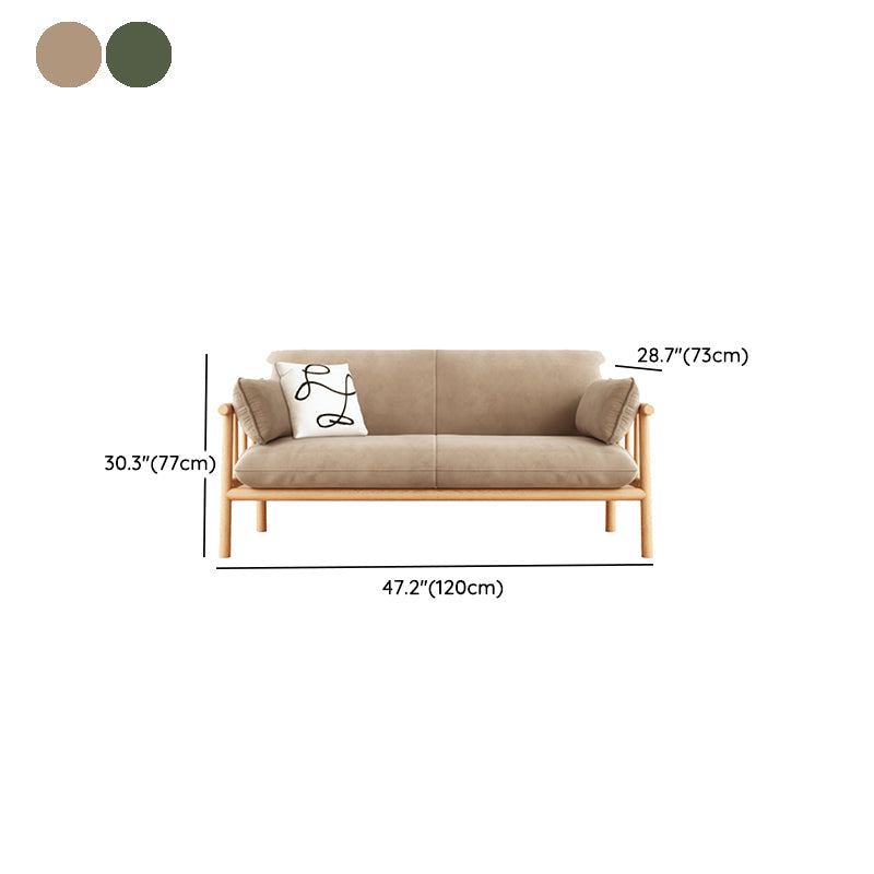 Slipcovered Single Cushion Sofa Tropical Solid Wood Seat with Pillows