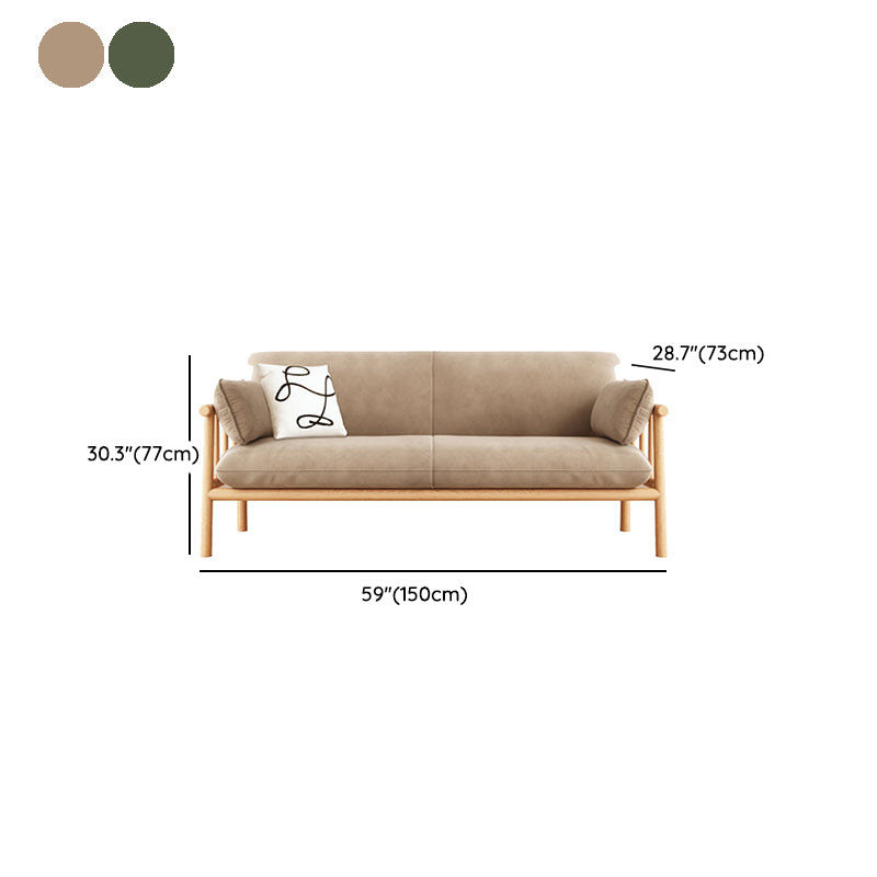 Slipcovered Single Cushion Sofa Tropical Solid Wood Seat with Pillows