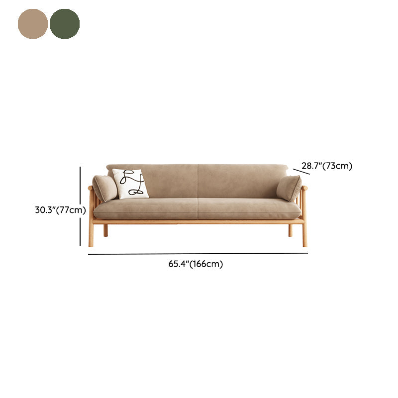 Slipcovered Single Cushion Sofa Tropical Solid Wood Seat with Pillows