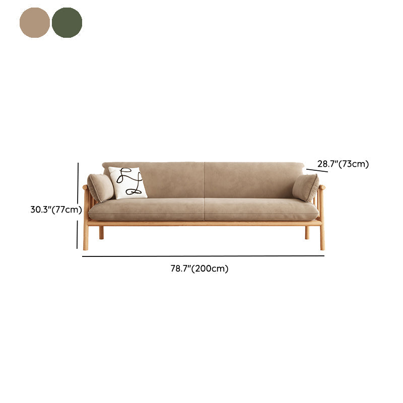 Slipcovered Single Cushion Sofa Tropical Solid Wood Seat with Pillows